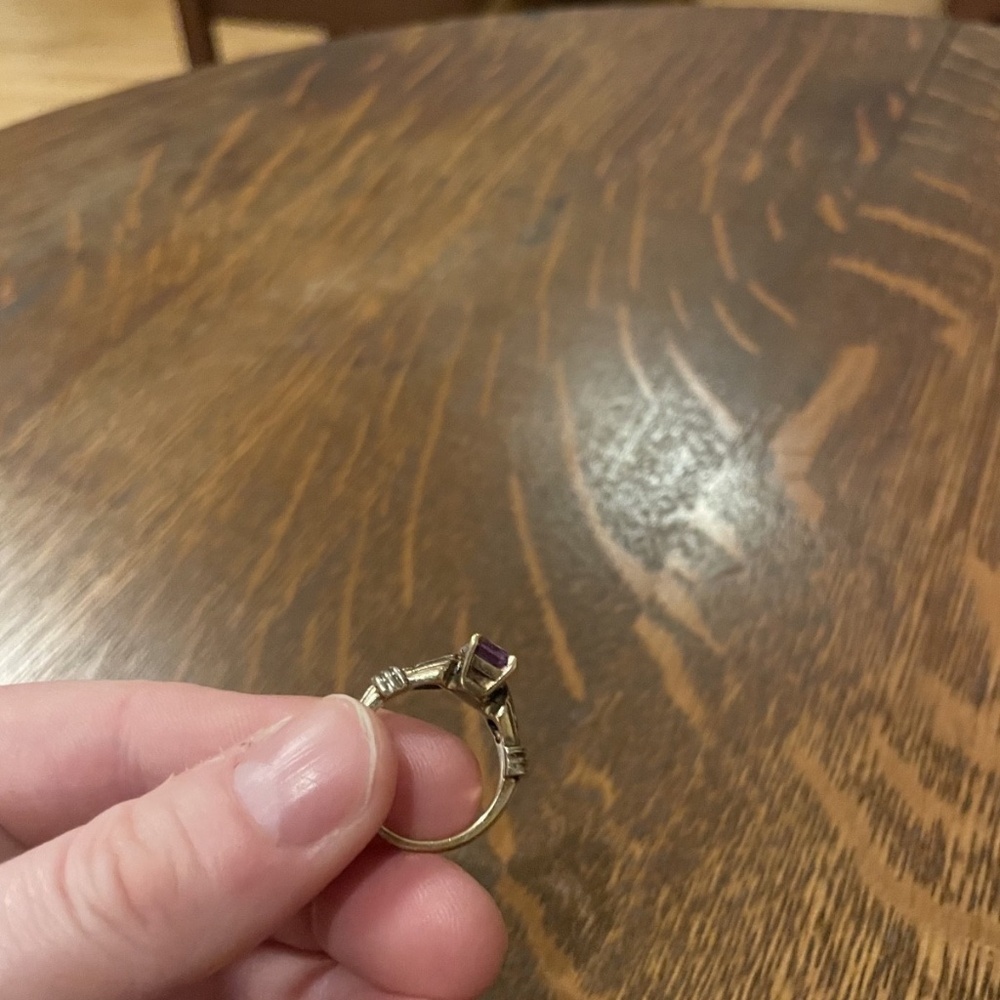 Vintage 14k Gold Amethyst Ring with diamond accents 5.69g Size 6.5 - Picture 7 of 13